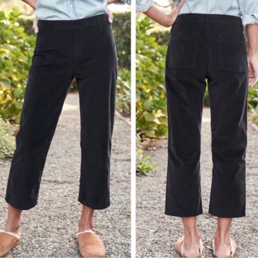 FRANK & EILEEN Black Kinsale  Pants Raw Hem Sz 2 (Fits 4) Cotton/Flax Minimalist